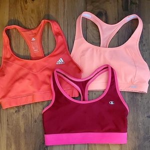 Set of 3 Medium Support Sports Bras- All sz M.